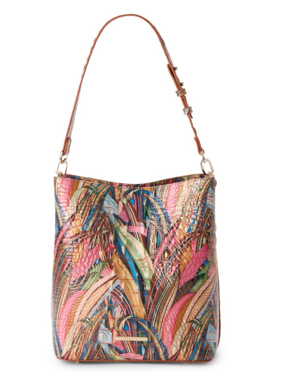 Brahmin Croc Embossed Celina Bucket Bag. Leather. NEW With Tags